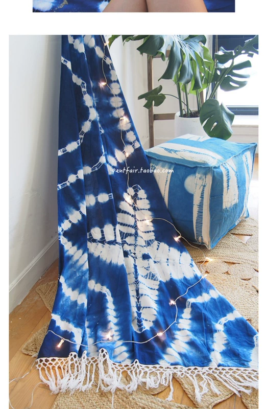 Shibori nhuộm Tapestry Ấn Độ Aizen vật tie-dye vải trang trí tường treo thảm thêu khăn bãi biển - Tapestry thảm treo tường decor