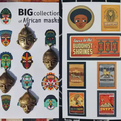 pentfair Attic Asia-Africa Memorial Sticker African Mask Egypt Indian Computer Sticker Sticker Sticker