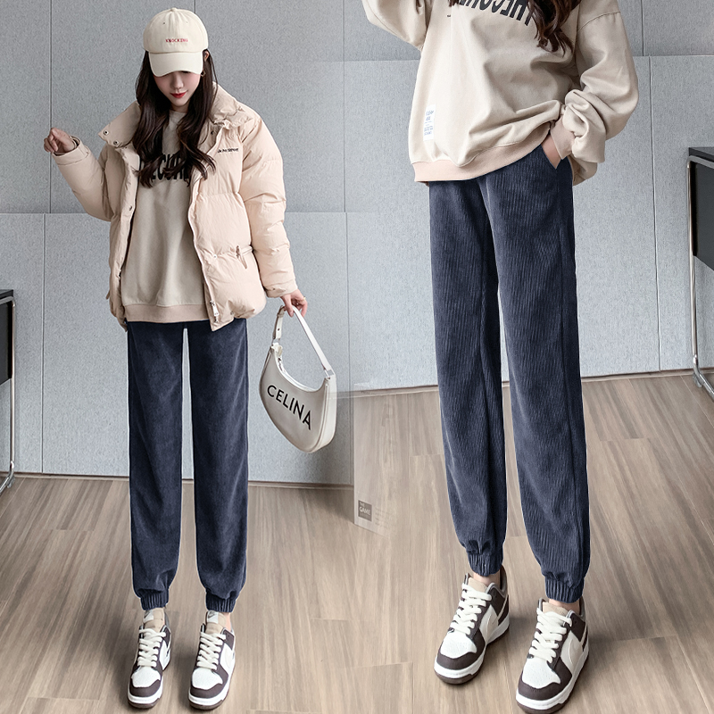 Maternity pants winter outer wear plus velvet warm belly support pants