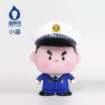 (All-powerful little police)Police doll car hand-made ornaments Fire new flame blue uniform cartoon doll gift