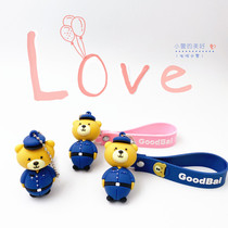 Police bear doll couple pendant keychain cartoon accessories (support mass customization)