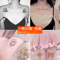 Net red same tattoo sticker waterproof girl warrior lasting sexy simulation chest collarbone in thigh bow