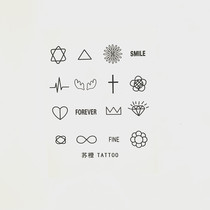 Su Orange] tattoo stickers waterproof and durable female minimalist geometric antlers Crown lovers fingers fresh small pattern behind the ears