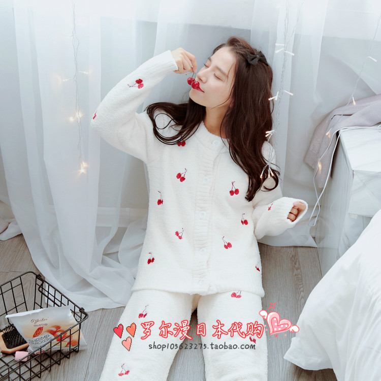 Japan soft honey soft pajamas women fall/winter cute cardigan home suit moon suit