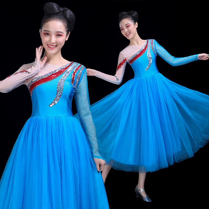 Chinese Folk Dance Costume Modern Dance Costume Modern Dance Skirt Chorus Costume Adult Fan Dance Line Dance Costume