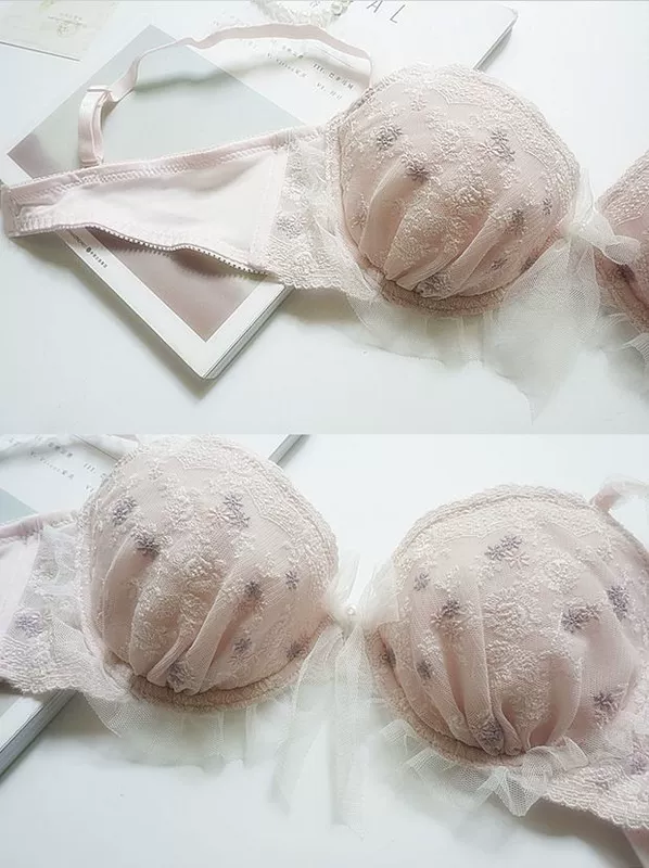 Cô gái Nhật Bản dễ thương thêu vòng thép lớn thoải mái tập hợp áo ngực nữ quần lót ly mỏng tóm tắt áo ngực học sinh