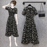 Летний модный приталенный корсет, платье, большой размер, подходит для полных девушек, французский стиль, в цветочек