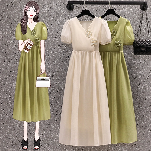 Летнее модное ретро платье, большой размер, коллекция 2022, подходит для полных девушек, яркий броский стиль