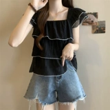 Летняя дизайнерская шифоновая летняя одежда для отдыха, большой размер, французский стиль, короткий рукав