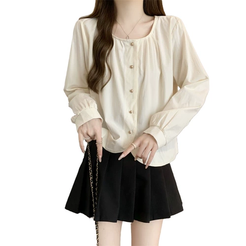 Осенняя модная цветная рубашка, большой размер, по фигуре, круглый воротник