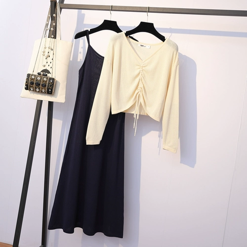 Весенний трикотажный комплект, платье, большой размер, подходит для полных девушек, в западном стиле, по фигуре