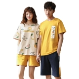 Летняя хлопковая пижама для влюбленных, комплект для отдыха, в корейском стиле, простой и элегантный дизайн