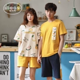 Летняя хлопковая пижама для влюбленных, комплект для отдыха, в корейском стиле, простой и элегантный дизайн