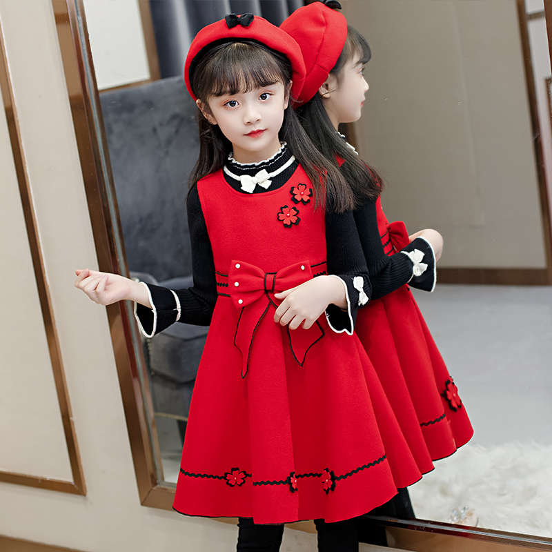 Korean Air Version chúa váy mùa xuân dress Little Girl Vest Váy trẻ em Girls váy Set New Nhi.