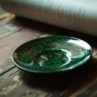 Antaiqiao Fuzhou traditional lacquerware black bottom gold worm large lacquer disc(green gold worm disc)