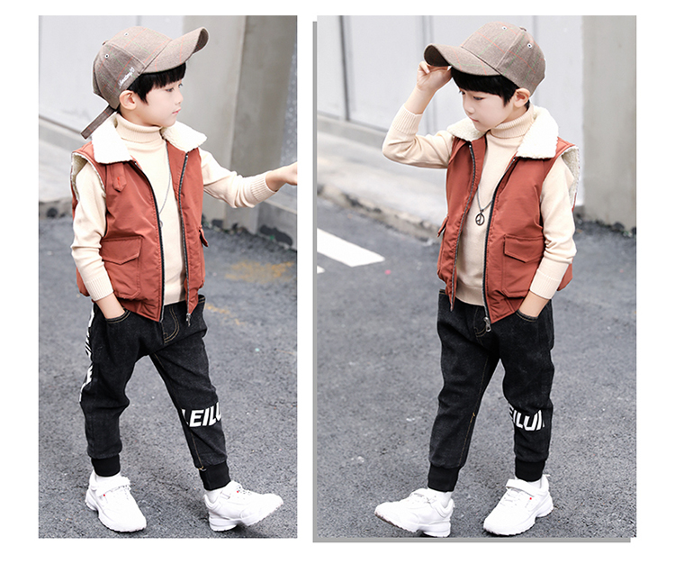 Áo vest bé trai 2018 thu đông mới bé cộng với áo trễ vai nhung bé trai vest trẻ em cotton vest phiên bản hàn quốc áo len ba lỗ cho bé