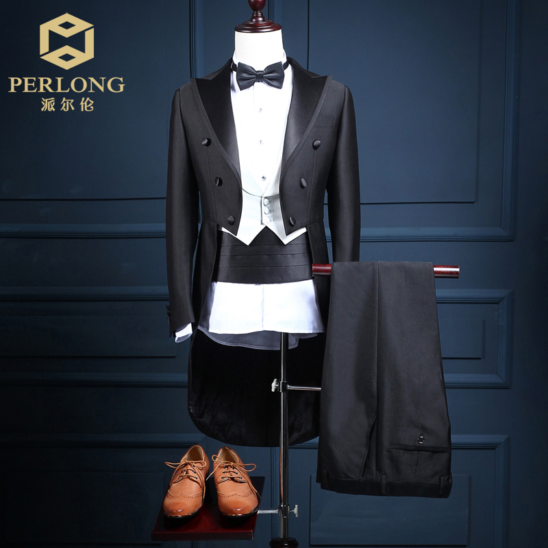 Tuxedo Korean Style Slim Fit Men's Groom Suit Wedding Performance Costume Host Formal Wear Performance Outfit