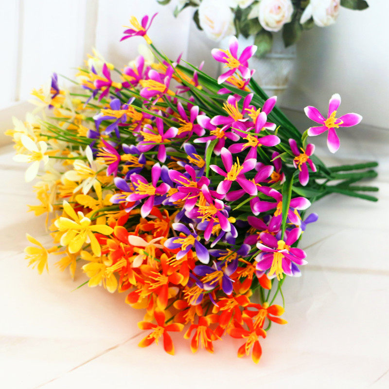 Butterfly Lan Single Bunch Fake Flowers Emulation Green Plant Fake Plant Small Grass Flowers Plastic Flower Fence Flower Groove Partition Flower Arrangement Green Grass