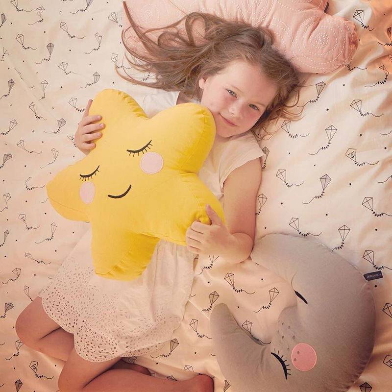 ins children's pillow toy star moon cotton linen removable pillow cute water drop house sofa cushion