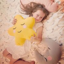 ins children holding pillows toy stars moon cotton linen can be removed with pillow cute water drop house sofa cushions