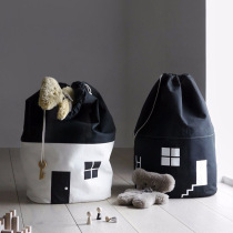 ins children house cashier bag pure cotton canvas bunches cashier bag solid black and white house toy cashier bag