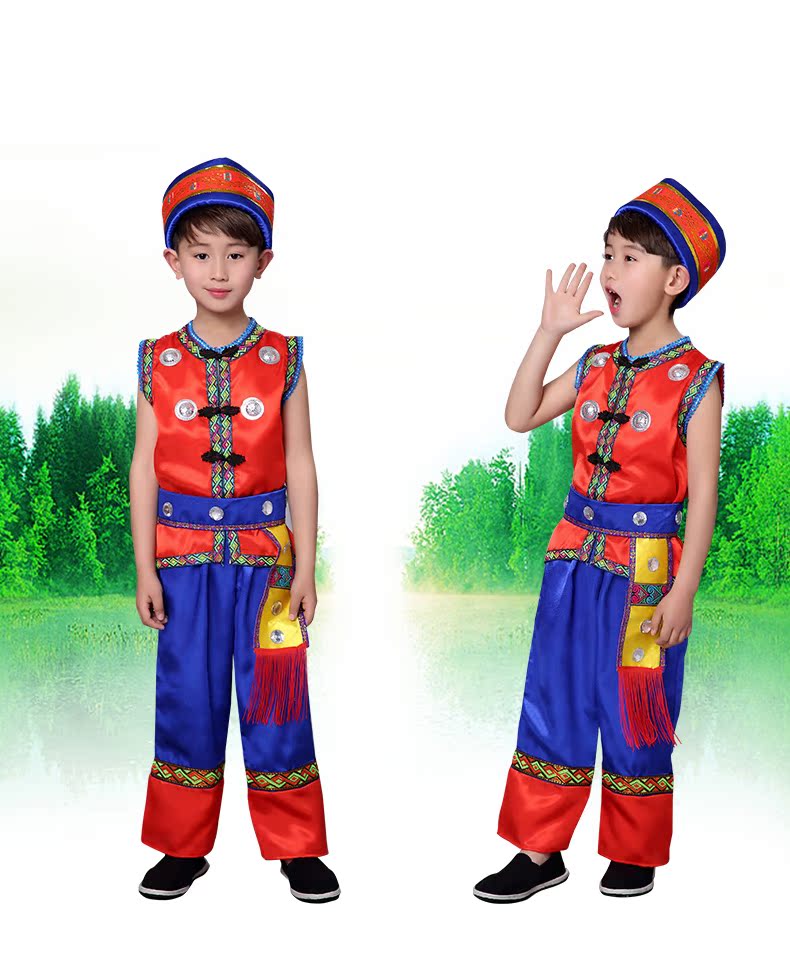 Ngày thiếu nhi Trẻ em Trang phục biểu diễn thiểu số Miao Trang phục khiêu vũ Trẻ em Zhuang Dai Người biểu diễn Trang phục Cô gái Vân Nam bộ đồ nam nữ