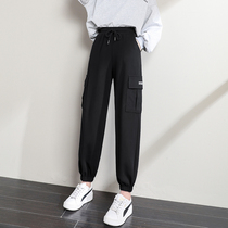 Sports pants womens loose feet spring and autumn thin cotton pants students wear casual Joker overalls
