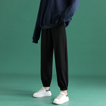 Sports pants womens loose feet spring high waist thin spring spring autumn thick casual Joker autumn winter plus velvet Harlan pants