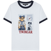 TeenieWeenie Cubs 2024 Summer new rond col court manches courtes T-shirt blanc version blanche de la version coréenne du haut