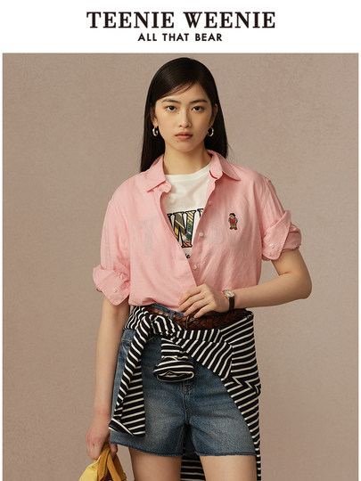 Teenieweenie Bear Women's Line Shirt 2025 Été Nouveau Température Caveutre mince veste