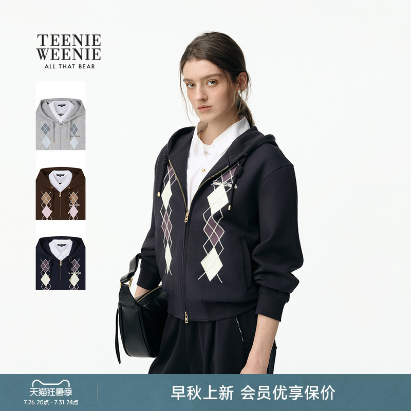 Teenieweenie Women's Hooded Sweatshirt Cardigan 26 New Autumn Style Loose Fake Two-Piece Jacket Top Teenieweenie Women's Hooded Sweatshirt Cardigan 26 New Autumn Style Loose Fake Two-Piece Jacket Top