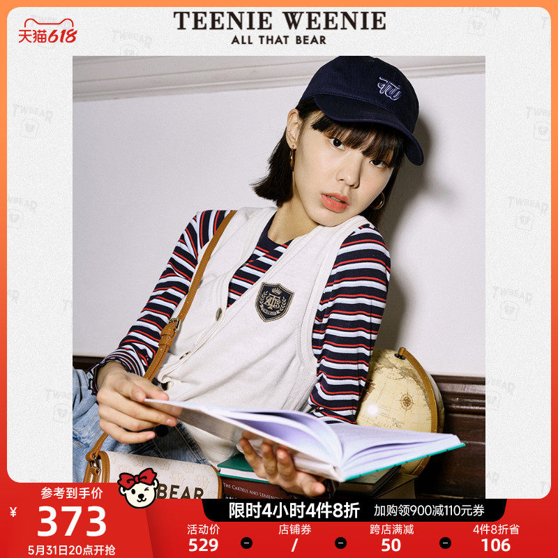 TeenieWeenie Cubs V-led knit cardiovert college wind cardiovert waistcoat jacket for women's clothing 2022 new