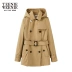 TEENIEWEENIE gấu 2019 mùa xuân mới ve áo dài tay trùm đầu áo khoác nữ giản dị - Trench Coat măng tô nữ Trench Coat