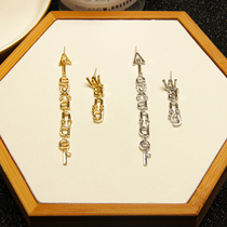 2019 European and American designer personality letter AW asymmetric earrings female fashion simple fairy creative earrings