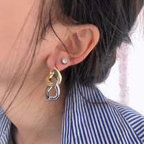 European and American designers retro-gold and silver coloured chain earrings walking wind personality cross ear peels appearing face crashes