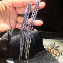 Korean long tassel earrings S925 silver pin sexy modern goddess ins Net red face thin super Fairy earrings