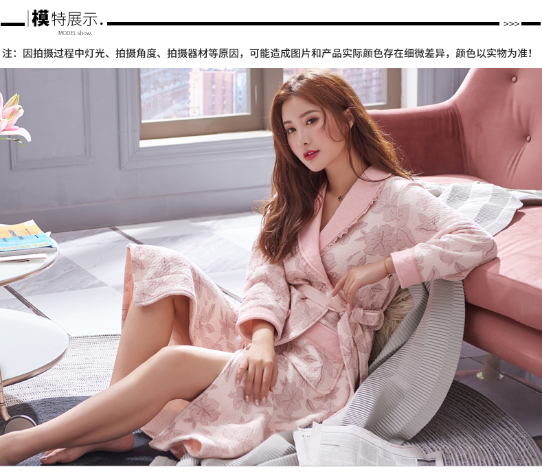 Váy ngủ nữ mùa thu và mùa đông dày cộng với cotton dài cộng với áo ngủ kimono gợi cảm của phụ nữ áo choàng cotton mùa đông áo ngủ đẹp