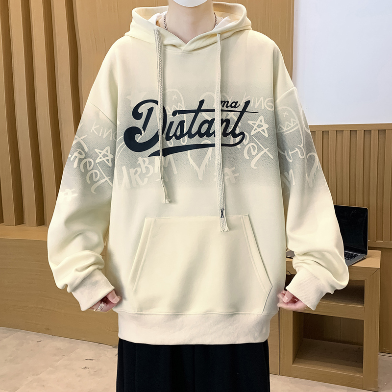 Spring and Autumn Heavy Hooded Sweatshirt New Men's Fashion Trendy Base Shirt Top with Kangaroo Pocket