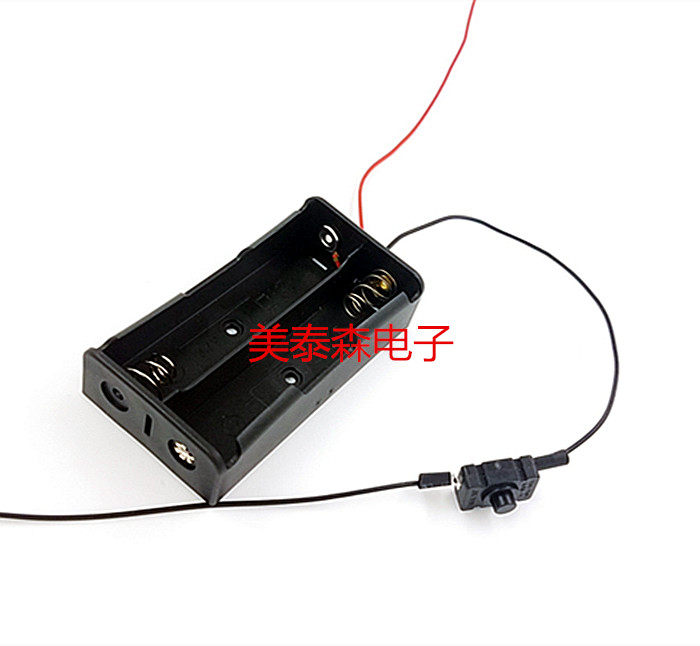 18650 battery box 2 sections Two battery boxes with switch Lithium battery box 2 sections with switch with red and black wires