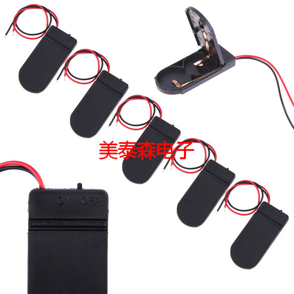 Button battery CR2032 LIR203 2 two 6V with wire with cover with switch battery box flat