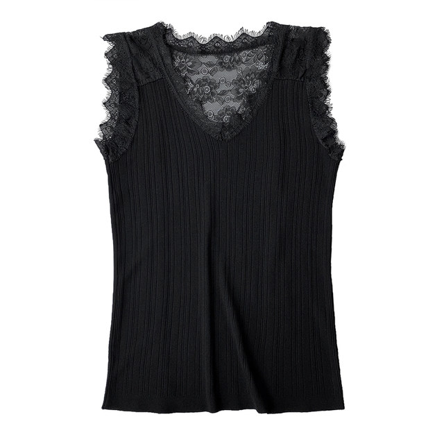 Sexy hollow lace beautiful back ice silk knitted vest for women in summer with slim sleeveless top and bottoming shirt