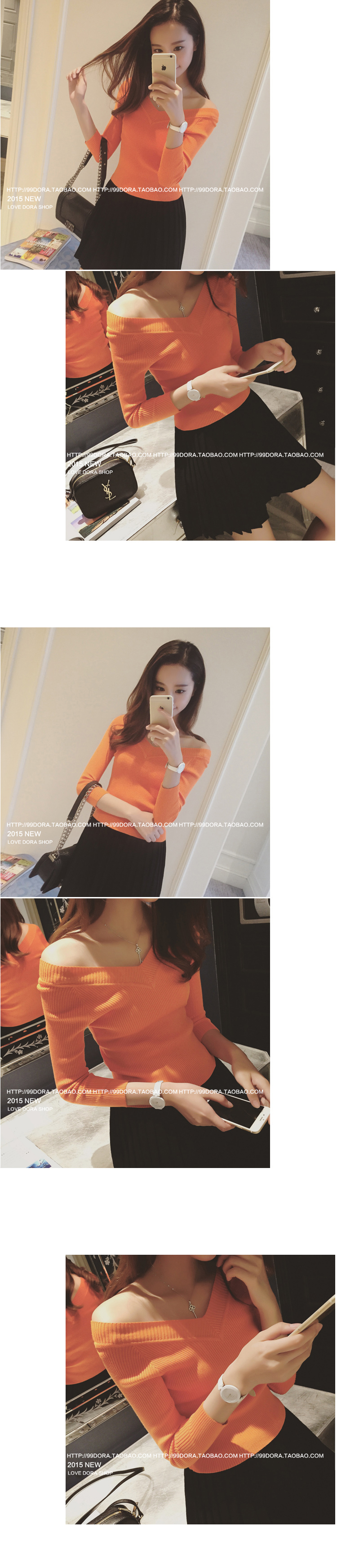 Mùa thu mới phiên bản Hàn Quốc của chiếc áo len tự tay V của phụ nữ áo len dài tay lệch vai áo len phần mỏng là áo mỏng áo len nữ cộc tay