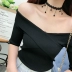 Mùa hè mới phong cách lệch vai áo len lụa ngắn tay áo len nữ mùa hè bó sát ngắn v-cổ áo sơ mi quần áo nữ hàng hiệu Áo / áo thun