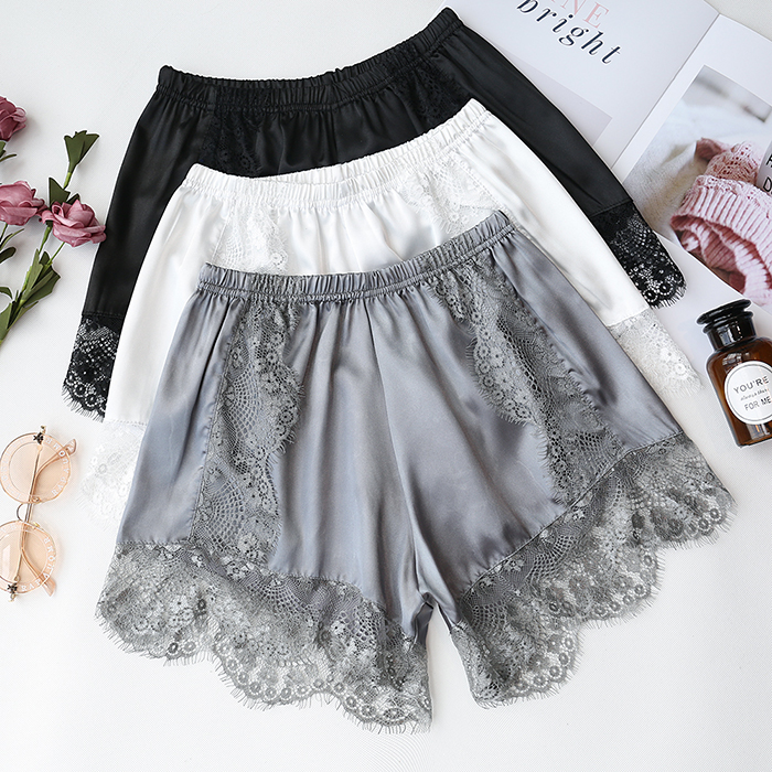 Quần ren chống ánh sáng an toàn cho nữ phần mỏng thoáng khí satin kích thước lớn xà cạp ba điểm quần short mùa hè - Quần short thoi trang cong so