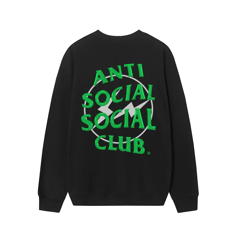 ANTI SOCIAL SOCIAL CLUB ASSC базовый отражающий принт китайского дракона осень-зима круглого выреза толстая хлопчатобумажная ткань