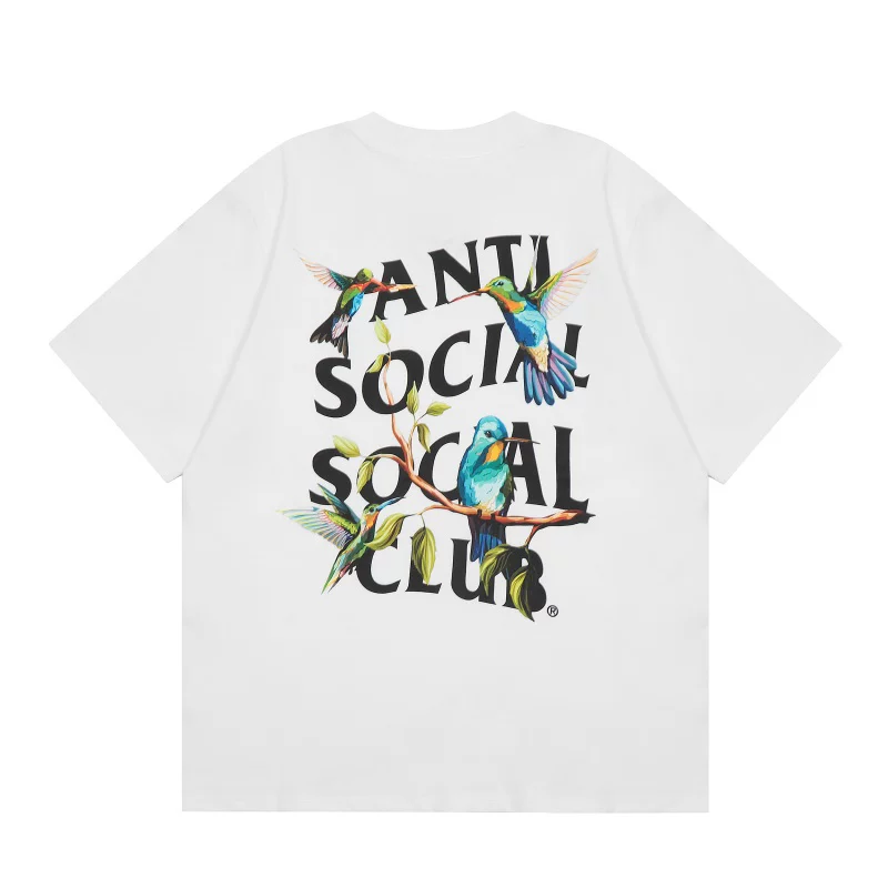 ANTI SOCIAL SOCIAL CLUB ASSC печать буквы птица на коротком рукаве футболка для мужчин и женщин, свободного кроя