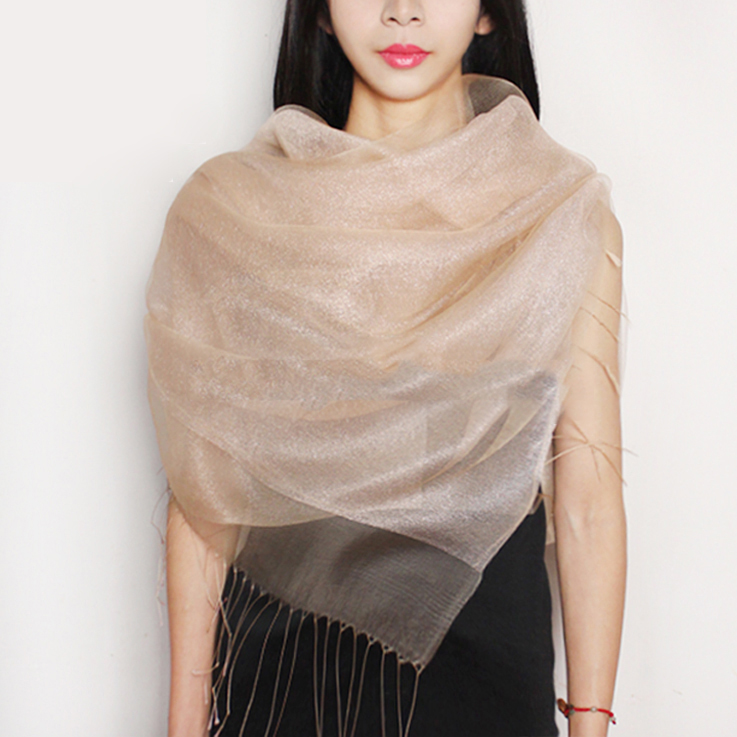 Pure colour double layer genuine silk scarf gold silk mulberry silk scarf wedding gown qipao shawl with long version of yarn towel female spring and summer