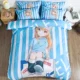 Yếu tố thứ hai dễ thương phim hoạt hình phim hoạt hình Hatsune Miku ký túc xá Double Double quilt một gia đình bốn - Bộ đồ giường bốn mảnh