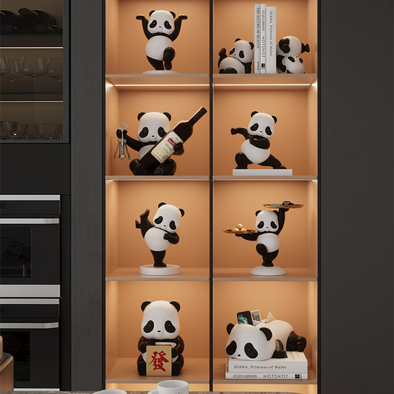熊猫软装高级感展示柜摆件现代轻奢乔迁新居全套客厅红酒架装饰品