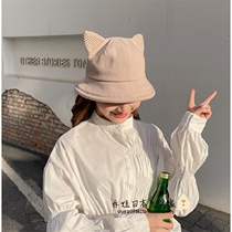 Spot Japan wild cartoon cat hat female summer ins tide face small travel sun shade gp fisherman hat